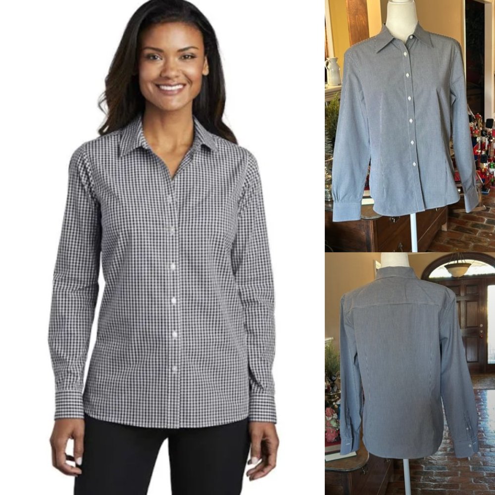 Brooks Brothers Black/white gingham fitted button up shirt sz12 - Picture 9 of 11